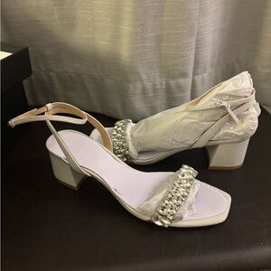 Badgley Mischka Silver Embellished Heels